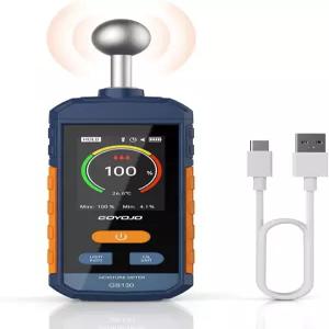 나무 벽 건식 벽체용 핀리스 수분 측정기 디지털 장작용 및 콘크리트 리더 GS130 USB-C 충전식 습도