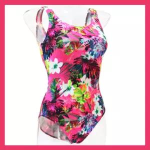 고급 브랜드 수영복 예쁜수영복 핑크꽃정원 브라캡내장형 아쿠아 u백 로우컷수영복 체형보정
