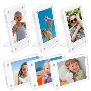 AetJxixee 6팩 아크릴 마그네틱 호환 디스플레이 인스탁스 투명 수평 냉장고용 결합 /락커 사진 미니와 수직 냉장고 /테이블 2x3 액자 후지필름 및 데스크탑