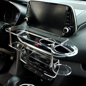 싼타페TM 센터 클리어 2단 차량용 무중력 테이블 컵홀더 스마트폰 핸드폰 거치대