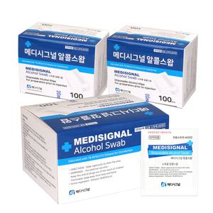 메디시그널 알콜스왑 300매 약국 일회용 알콜솜 핸드폰 소독솜 총3박스