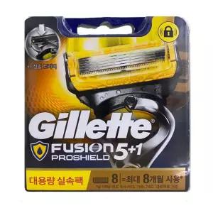 질레트 퓨전 프로쉴드 매뉴얼 옐로우 면도날 8입 *