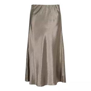 [미니멈에브리데이][미니멈 에브리데이]페미닌 허리 밴딩 새틴 플레어 롱 스커트 (EA3WH008D)