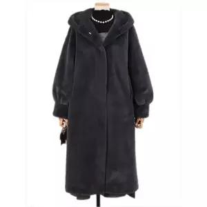 [하프클럽/]위니 밍크퍼 후드 롱코트