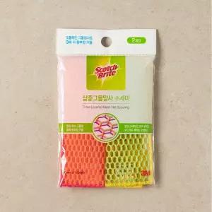 3M 삼중양면 그물망사 수세미 2입