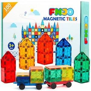 FNJO 마그네틱 타일, 100PCS 빌딩 블록, STEM 자석 장난감 세트, 유치원 건설 스태킹 장난감, 학교 교사 용품, 교실 필수품