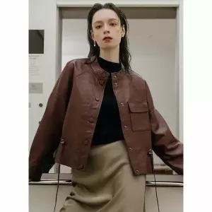 [하프클럽/막스까르띠지오]원포켓 와인 크롭 레더 자켓