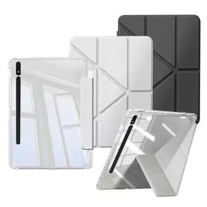 갤럭시탭 S8/S7 케이스 Y형 스마트 북커버 갤탭 가로형 세로형 거치 S펜수납 투명 백커버 케이스