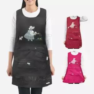 예쁜 앞치마 원피스형 편리한 지퍼주머니 새싹앞치마