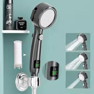 샤워기 샤워기해드 LCD 온도 디스플레이 수압4단 녹물제거 필터 온도체크 샤워해드+필터1 N403