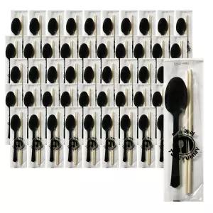 토미야미 일회용 수저세트 블랙 대스푼 + 대나무 젓가락 50개