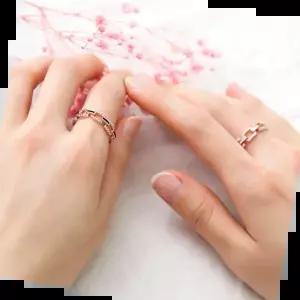 패션반지 라헨느 로즈골드 레이어드 큐빅 체인 패션 반지 14KGP