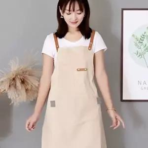 면 데님 캔버스 앞치마 베이지 공방용품 공방용 공예작업 튼튼한 수납 캠핑 다용도 공구