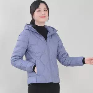 애비뉴투지 엄마옷 오리털 경량 후드 지퍼 물결 누빔 퀼팅 여성 봄 가을 긴팔 주머니 패딩 숏 점퍼 J11448