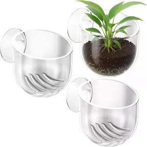 3팩 수족관 식물 홀더 클리어 어항 포트 아크릴 화분 컵 가정용 아쿠아스케이프 장식 붉은 벌레 물고기