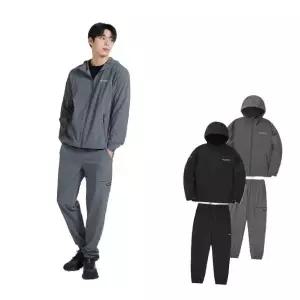 [디스커버리]24년 가을 이월/할인 남성 우븐나일론 에센셜트레이닝후드집업자켓/조거팬츠세트 DMTR33044...