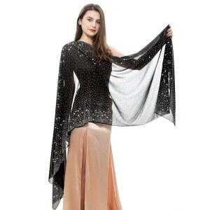 리몬데 여성 라인스톤 파슈미나 숄과 이브닝 드레스용 랩 쉬폰 숄 반짝이는 스카프