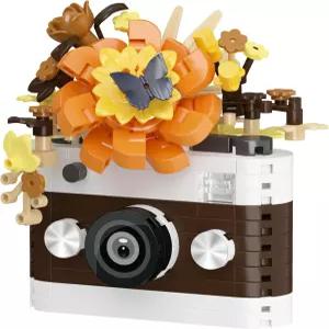 코스모스 귀여운 꽃 카메라 시리즈 미니 빌딩 장난감 벽돌 마이크로 블록 키트 미니어처 홈 데코