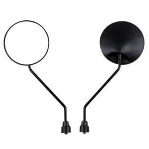 Quikaboo 바이크 미러 8mm 정나사 원형 원동기 슈퍼카브 범용 롱 검정 오토바이 백미러 혼다 스즈키 좌우 세트