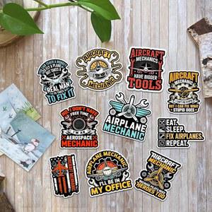 항공기 정비공 스티커 팩 10개 - 노트북, 도구 상자, 물병, 스크랩북, 엔지니어 및 조종사를 위한 항공 수리 선물
