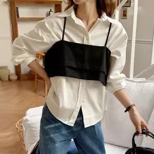 [하프클럽/보리맘]사이즈조절 레이어드 뷔스티에 크롭 탑 조끼 셔츠 코디 레이어링