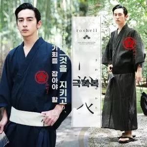 유카타 남성 일본 하오리 남성용 셔츠 린넨 7부 전통 가운