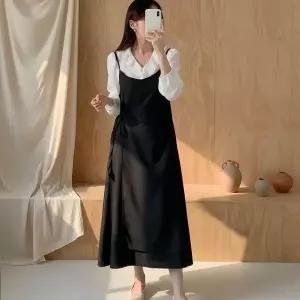 [하프클럽/셀러허브_여성트랜드패션]여성 레이어드 랩 스커트 리본 롱 원피