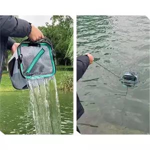 꾹4  두레박 투명 선상 낚시 살림통 밑밥 접이식 바다 민물