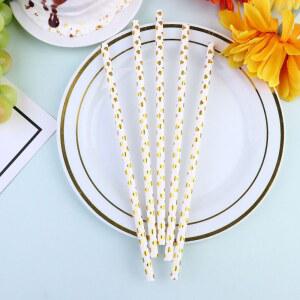 100pcs 골드 스탬핑 하트 종이 마시는 일회용 커피 차 빨대 파티 스무디 기념일 결혼