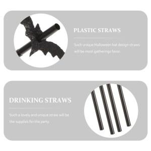 50 세트 플라스틱 마시는 장식 할로윈 차 커피 빨대 스무디 박쥐 파티 용품 모양의