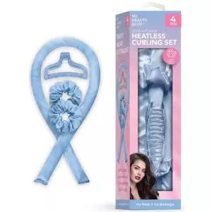 마이 뷰티 스팟 4피스 초부드러운 새틴 무열 컬링 세트 - 중-장발용 오버나이트 헤어 로드 스크런치 2개와