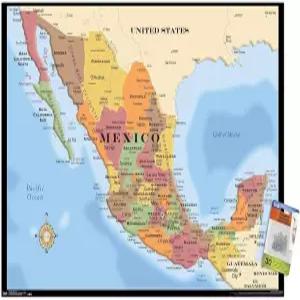 트렌드 국제 지도 - 멕시코 벽 포스터 22.37인치 x 34.00인치 및 푸시 핀 번들