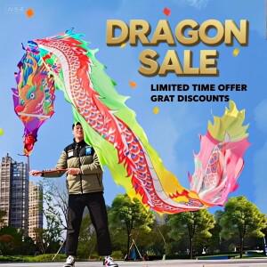 성인 6 8m 실크 드래곤 댄스 피트니스 세트 중국 전통 새해 축제 소품 머리  꼬리 로프