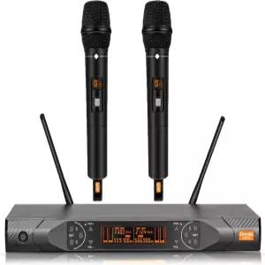 제놀릭스 무선 마이크 시스템 메탈 듀얼 UHF 휴대용 다이내믹 노래방 세트 오토 스캔 홈 노래를 위한