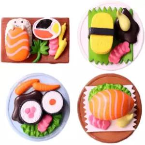 DECHOUS 4PCS 미니어처 스시 장식 인형의 집 미니 일본 음식 모델 테이블탑 장식용