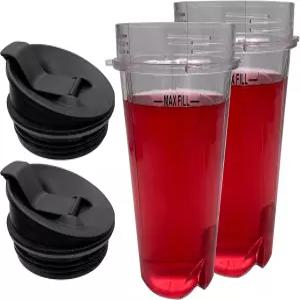 교체용 16온스 컵 4개의 탭과 뚜껑이 있는 Nutri NINJA FIT 700와트 2인치 블렌더 푸드 프로세서/닌자