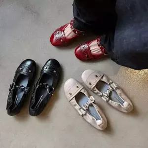 알마센 여성 속굽 펌프스 버클 스트랩힐 메리제인슈즈 슈즈 스틸레토 소가죽 ADOR1