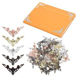 60 PCS 금속 코너 프로텍터, 작은 골동품 책 프로텍터 장식 빈티지 철제 사진 앨범 프레임 테두리 스크랩북 커버 나무 상자