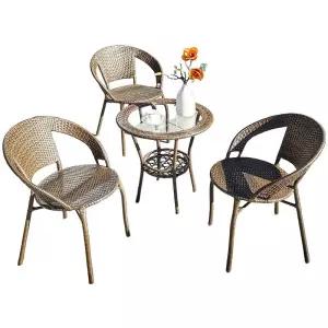 야외 라탄 의자 테이블 세트 2인용 테라스 발코니 정원 가구