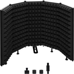 TEMGCUAM 5 패널 접이식 마이크 격리 실드 - 녹음용 휴대용 방음 보컬 부스 블루 예티 및 기타 마이크와