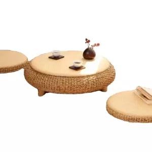 다다미 좌식테이블 라탄 이동식 커피 기본 찻상 티 원목 식탁 소형 크림 인테리어 다도