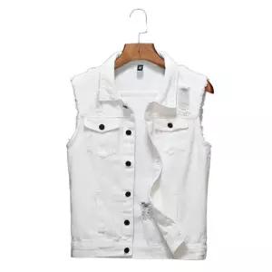 민소매화이트데님조끼 청조끼 캐주얼 빈티지 여성 여름 빅사이즈 데님 상의 큰사이즈 남성