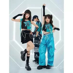 걸스힙합복 팬츠 힙합 키즈 크롭 아동 공연 스트리트 무대 여아 댄스복 악세사리