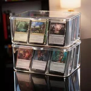 PUGED 2팩 대형 MTG 카드 보관함 4200+ 아크릴 클리어 트레이딩 박스 카드용 탈착식 칸막이가 있는 정리함
