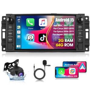 2+64G 무선 애플 카플레이 자동차 스테레오 라디오 지프 랭글러 JK 닷지 쉐보레 RAM 1500 안드로이드 7인치 터치스크린 오디오, Wi-Fi, GPS 내비, RDS/FM