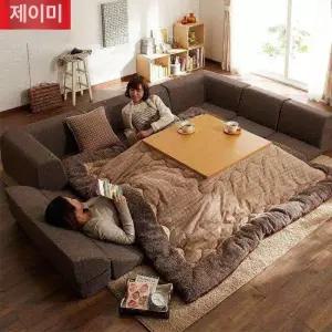 코타츠 테이블 일본식 온열테이블 거실난방 이불세트 웜그레이 세트