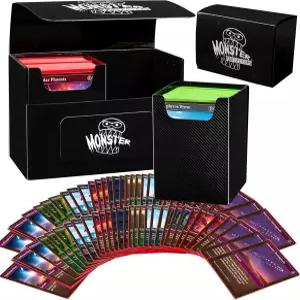 몬스터 프로텍터 마그네틱 XL 더블 덱 박스 - 블랙 200개의 TCG 카드 보관 셀프 잠금 장치 여행용 컴팩트