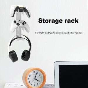 [호환품]투명 게임 컨트롤러 홀더 범용 벽걸이형 헤드셋 스탠드 행거 PS4/PS3/Xbox/Switch용 공간 절약형
