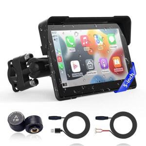 무선 오토바이 애플 카플레이, 12.7cm(5인치) 휴대용 모터 GPS 네비게이션, 카플레이 및 안드로이드 오토, 시리 구글 어시스턴트, 눈부심 방지/블루투스 5.2/음성 제어/I