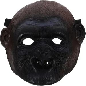 NUOBSTY 가면극 원숭이 마스크 - 파티 댄스 퍼포먼스와 힙합 통기성 오랑우탄 헤드기어를 위한 블랙 PU